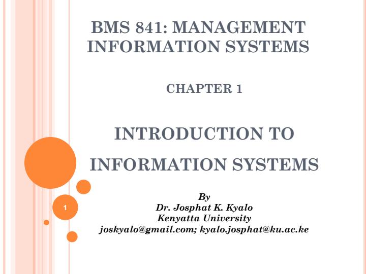 Page 1 – BMS 841: Management Information Systems Notes in PowerPoint – Kenyaplex