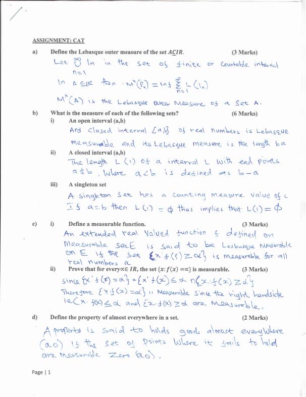 Page 1 – Measure Theory CAT Questions and Answers – Kenyaplex