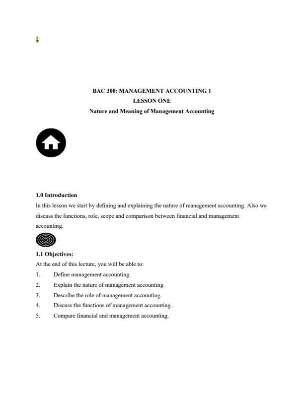 Page 1 – BAC 300: Management Accounting 1 Notes – Kenyaplex