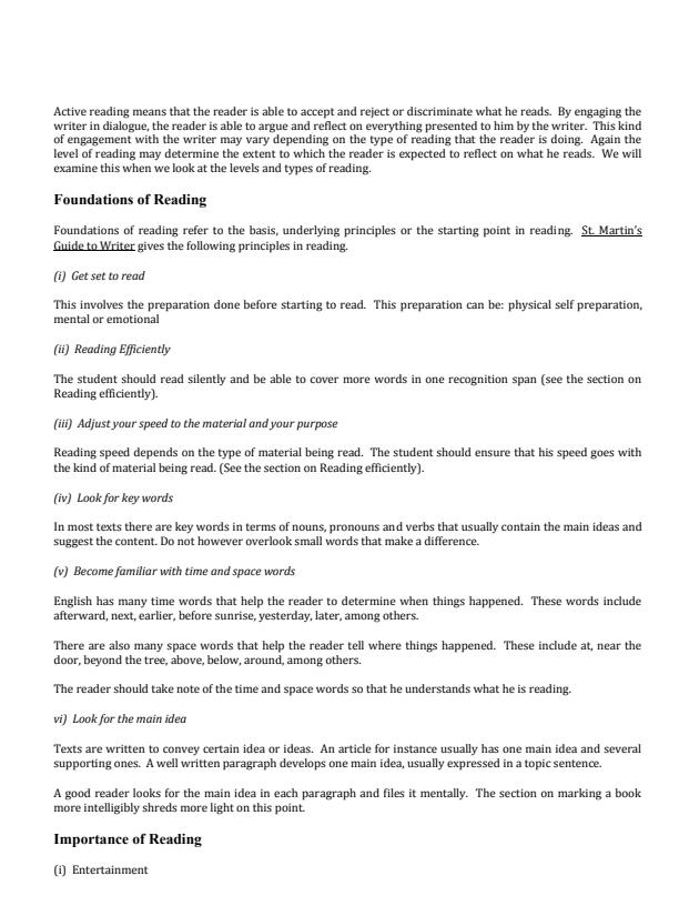 Writing and Reading Skills Notes - 10501