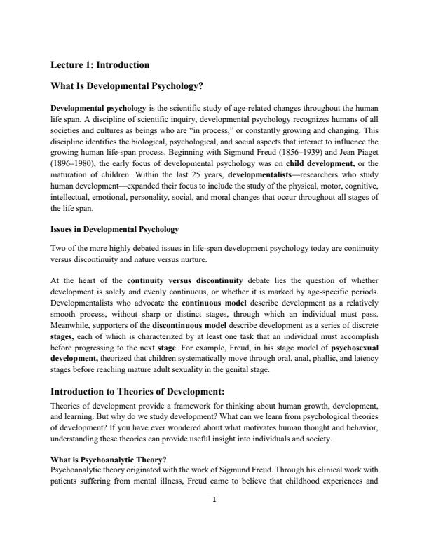 developmental psychology assignment pdf