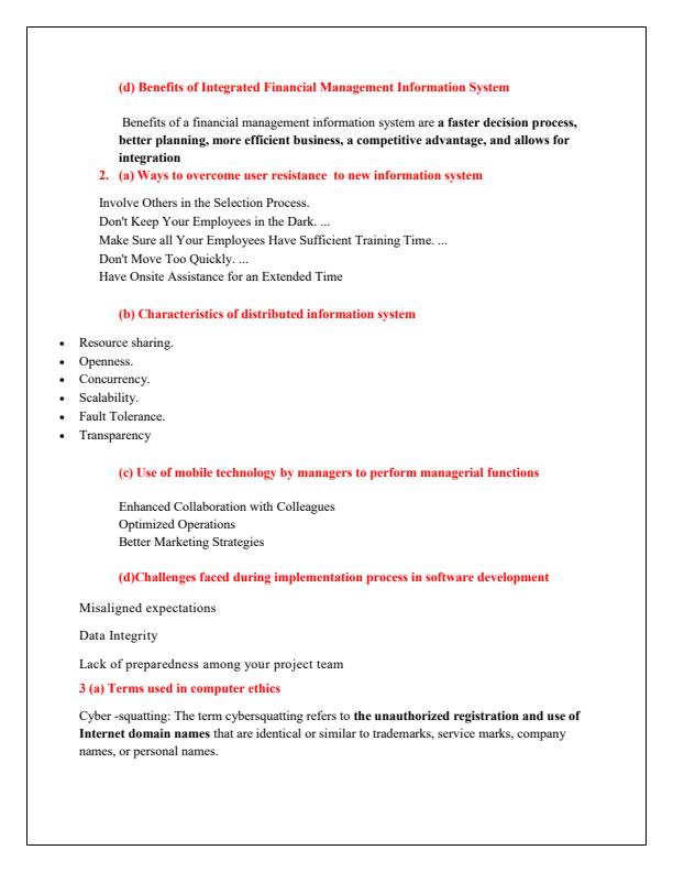 Page 2 – KNEC NOV 2018 Diploma in ICT Management Information System Questions and Answers – Kenyaplex