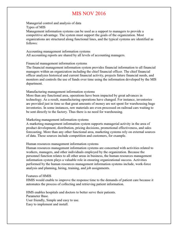 Page 2 – KNEC NOV 2016 Diploma in ICT Management Information System Questions and Answers – Kenyaplex