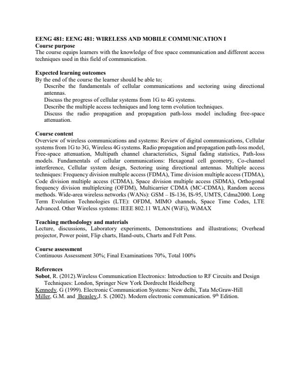Page 1 – EENG 481: Wireless and Mobile Communication I Notes – Kenyaplex