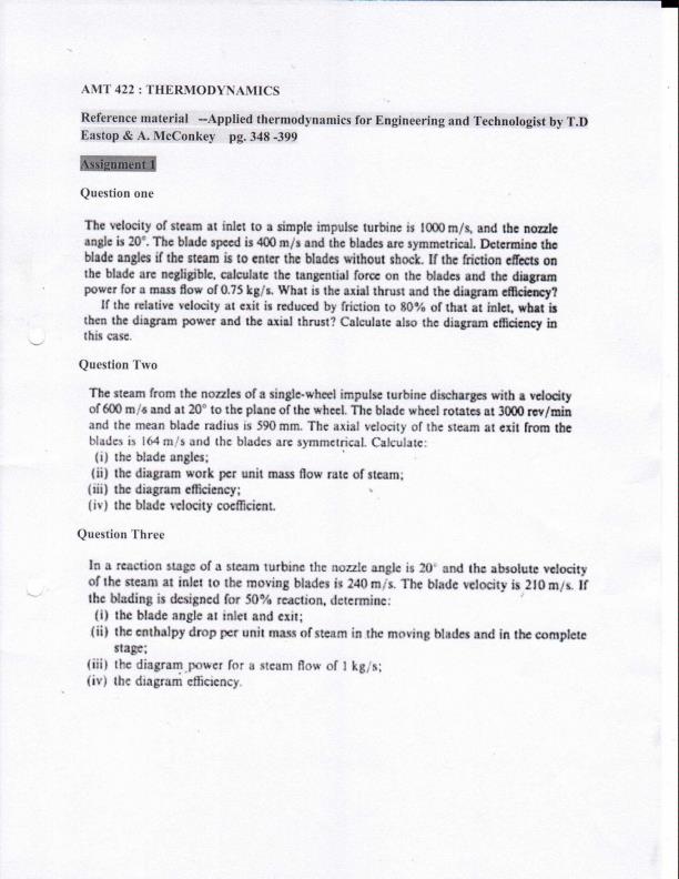 Page 1 – AMT 422: Thermodynamics Solved Sample Questions – Kenyaplex