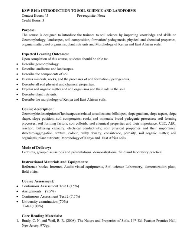 Page 1 – KSW B101: Introduction to Soil Science and Landforms Notes – Kenyaplex
