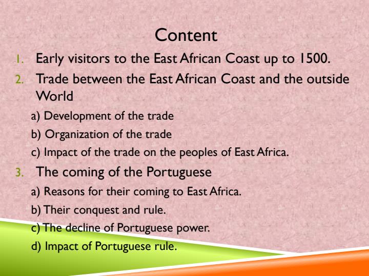 Page 2 – Contact between East African and Outside World: History PowerPoint Notes – Kenyaplex