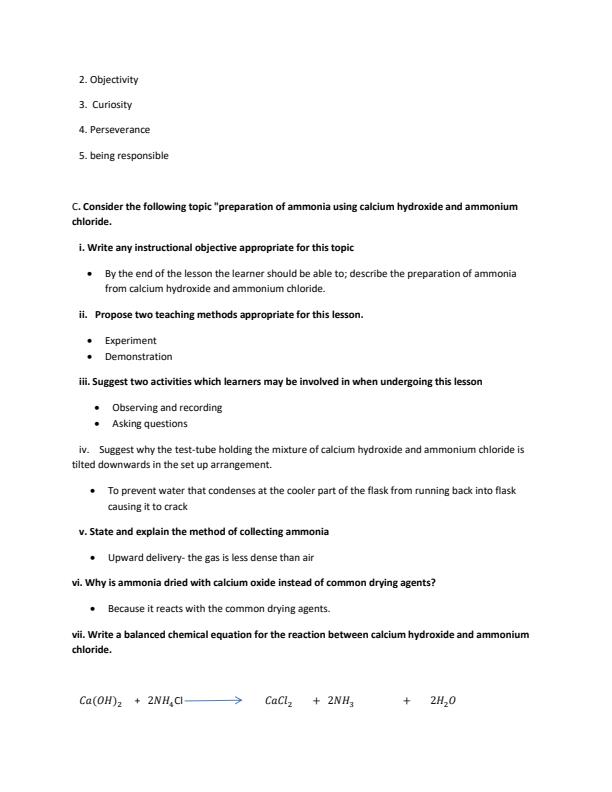 Page 3 – Subject Methods Chemistry Solved Past Papers: Questions and Answers – Kenyaplex