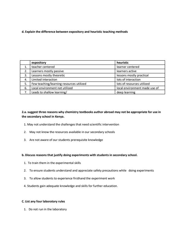 Page 4 – Subject Methods Chemistry Solved Past Papers: Questions and Answers – Kenyaplex