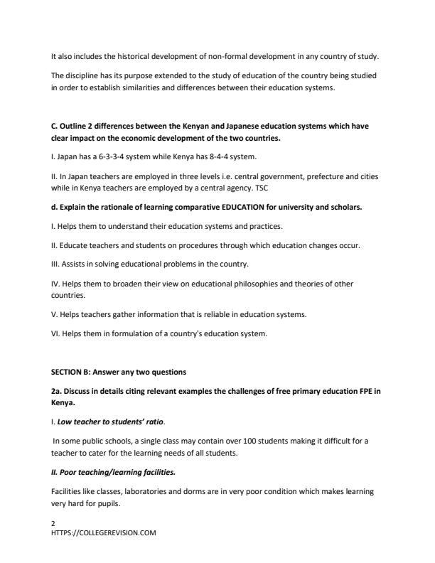 Page 3 – Comparative Education and Emerging Issues Solved Past Papers: Questions and Answers – Kenyaplex