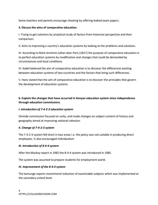 Page 5 – Comparative Education and Emerging Issues Solved Past Papers: Questions and Answers – Kenyaplex