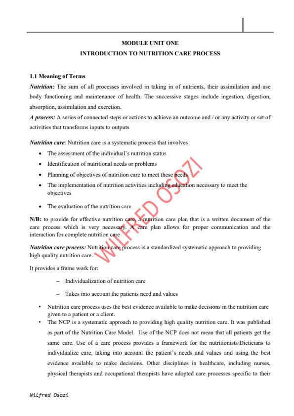 Page 3 – FND 345: Nutrition Care Process Notes – Kenyaplex