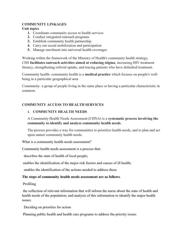 Page 1 – Community Health Linkages Notes – Kenyaplex