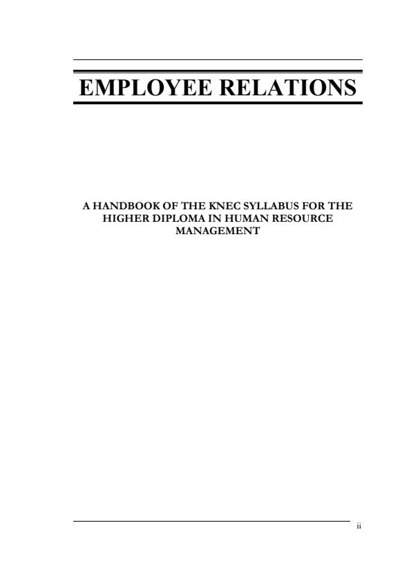 Page 1 – Employee Relations Notes: Higher Diploma in Human Resource Management – Kenyaplex