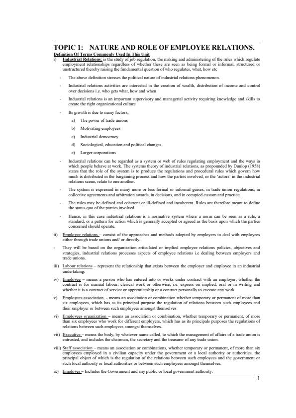 Page 4 – Employee Relations Notes: Higher Diploma in Human Resource Management – Kenyaplex