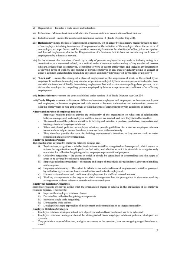 Page 5 – Employee Relations Notes: Higher Diploma in Human Resource Management – Kenyaplex