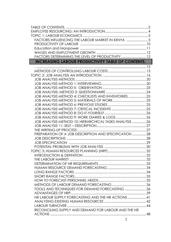 Page 2 – Employee Resourcing Notes: Higher Diploma in Human Resource Management – Kenyaplex