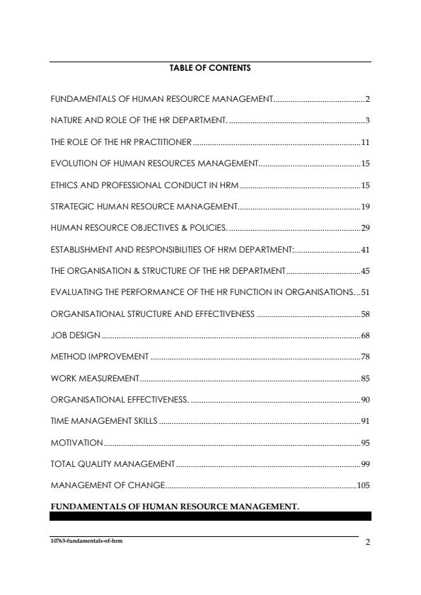 Page 2 – Fundamentals of Human Resource Management Notes: Higher Diploma in Human Resource Management – Kenyaplex