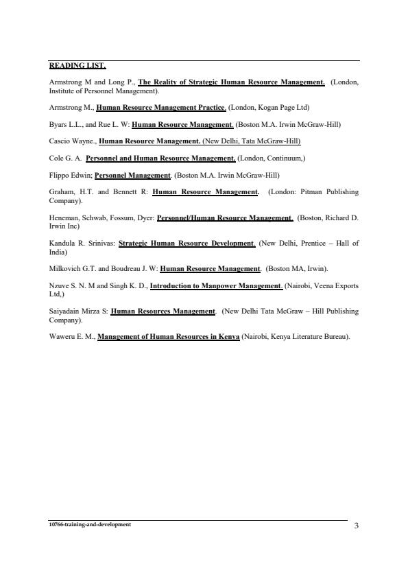 Page 3 – Training and Development Notes: Higher Diploma in Human Resource Management – Kenyaplex