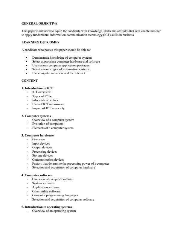 Page 2 – Information Communication Technology Notes for KNEC Courses – Kenyaplex