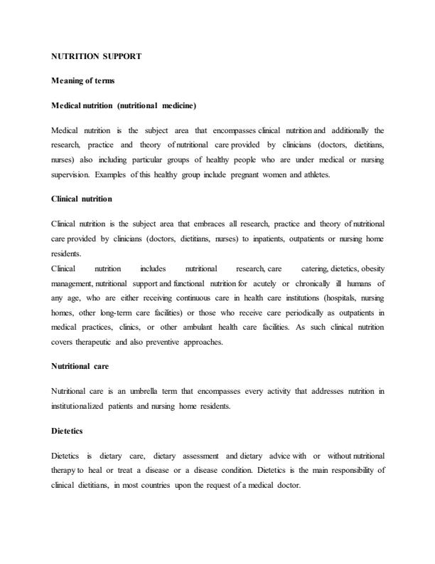 Page 1 – Diet Therapy Notes on Nutrition Support – Kenyaplex