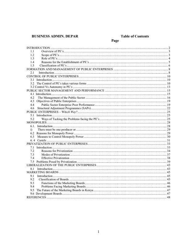 Page 1 – BBA 414: Management of Public Enterprises Notes – Kenyaplex