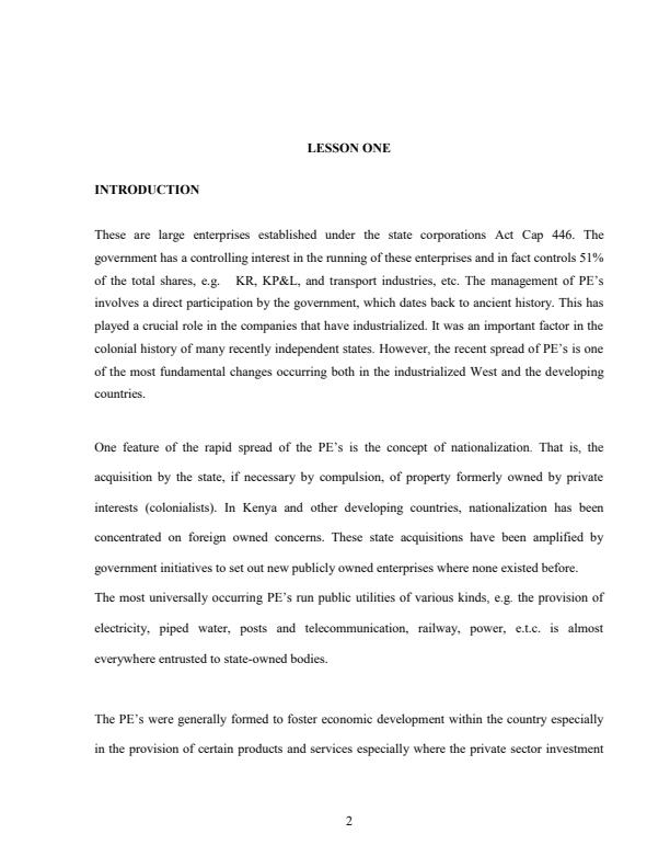 Page 2 – BBA 414: Management of Public Enterprises Notes – Kenyaplex