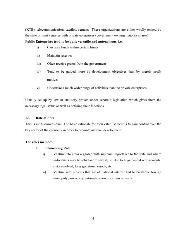 Page 4 – BBA 414: Management of Public Enterprises Notes – Kenyaplex