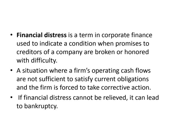 Page 2 – BAC 819 :Financial Analysis: Financial Distress Notes – Kenyaplex