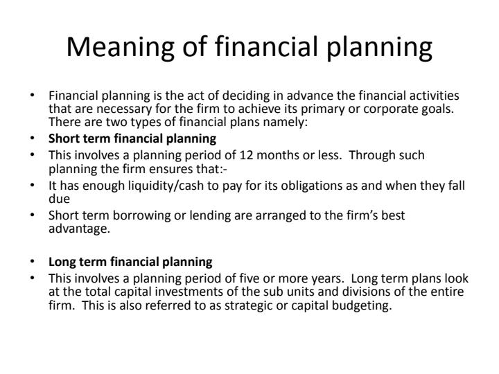 Page 2 – BAC 819 :Financial Analysis - Financial Planning and Control Notes – Kenyaplex