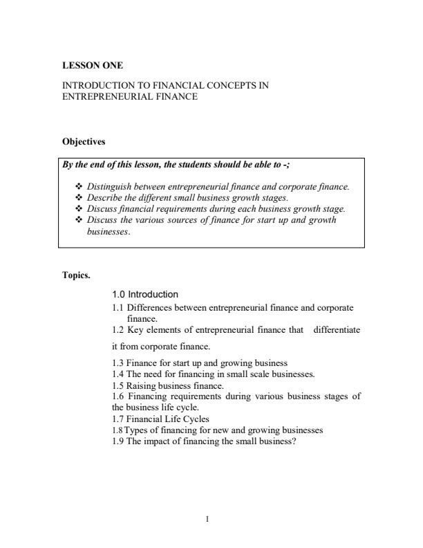 Page 4 – BAC 822: Entrepreneurial Finance Notes – Kenyaplex