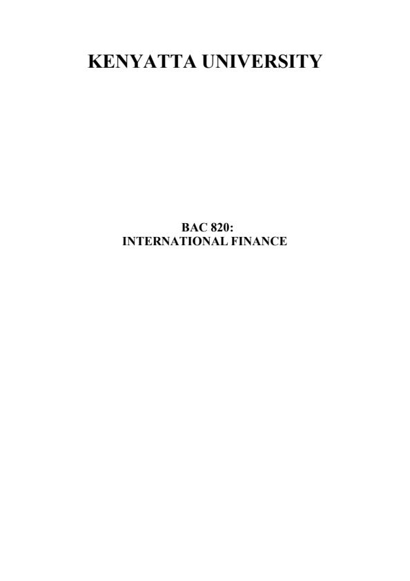Page 1 – BAC 820: International Finance Notes – Kenyaplex