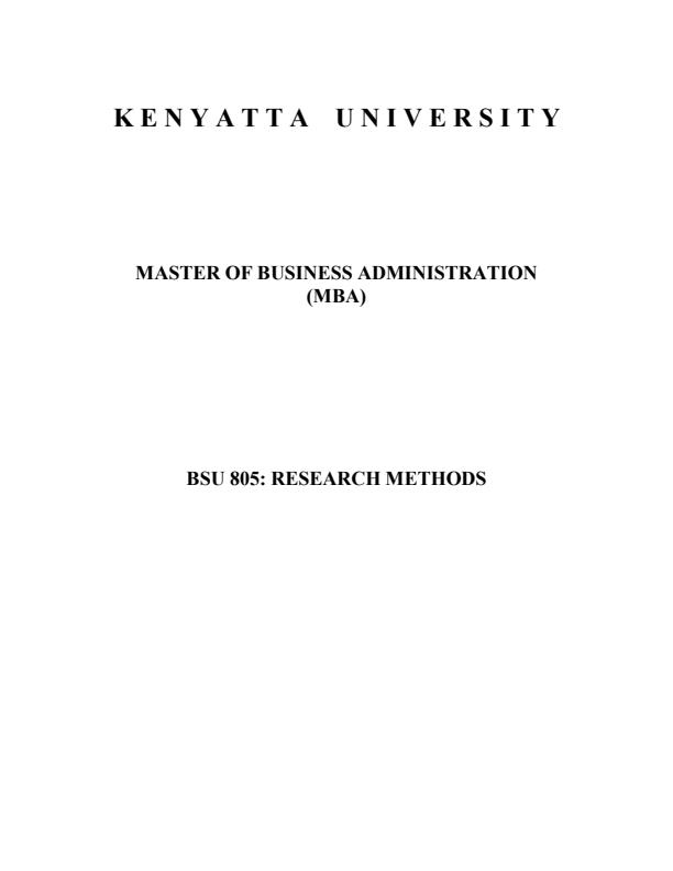 Page 1 – BSU 805: Research Methods Lecture Notes – Kenyaplex