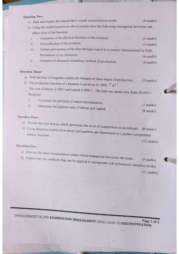 Page 4 – BBA 821: Managerial Economics Past Papers – Kenyaplex