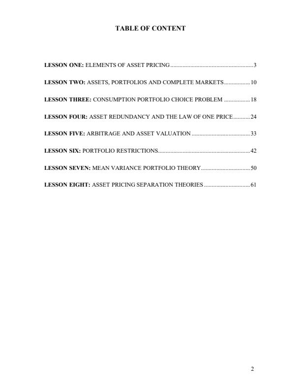 Page 2 – EAE 414: Theory of Finance Notes – Kenyaplex