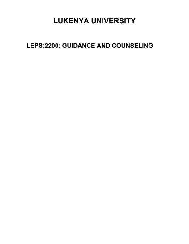 Page 1 – LEPS 2200 Guidance and Counselling Notes – Kenyaplex