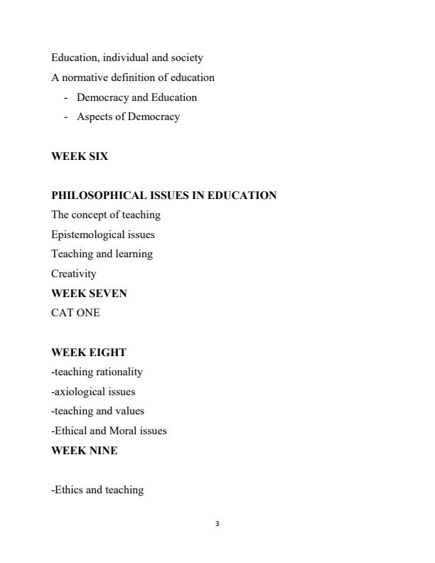 Page 3 – EFN 2200: Philosophy of Education Notes – Kenyaplex