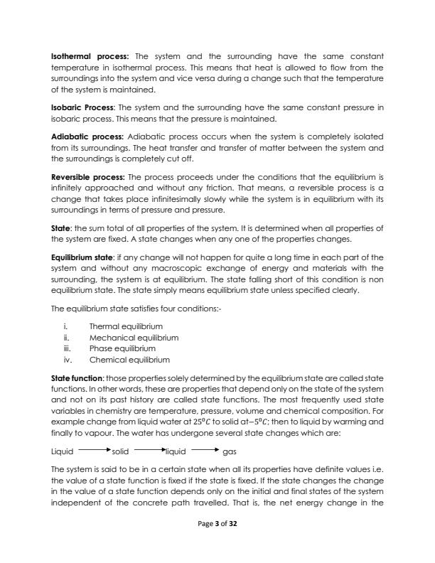 Page 3 – SCH 2200: Thermodynamics 1 and Thermochemistry Notes – Kenyaplex