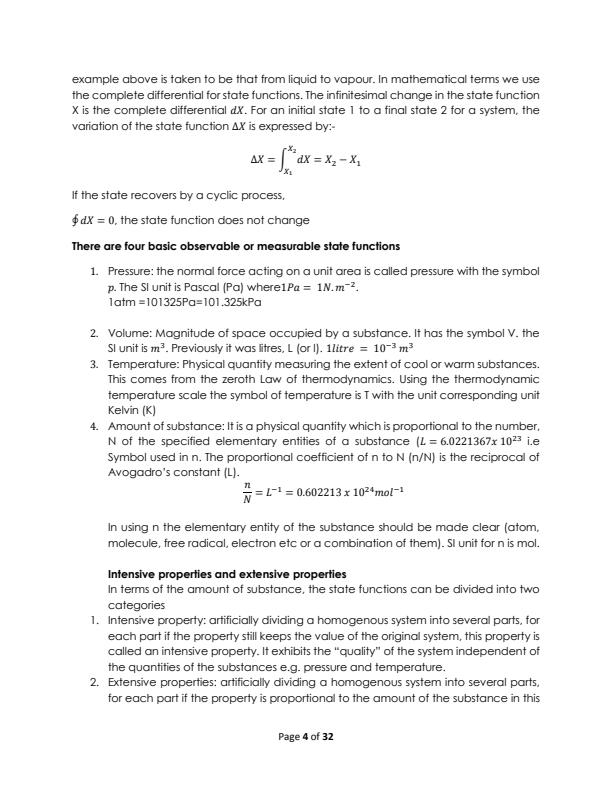 Page 4 – SCH 2200: Thermodynamics 1 and Thermochemistry Notes – Kenyaplex