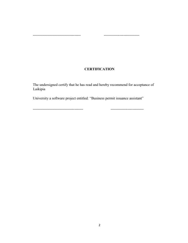 Page 2 – Business Permit Issuance Assistant Software Project Documentation – Kenyaplex