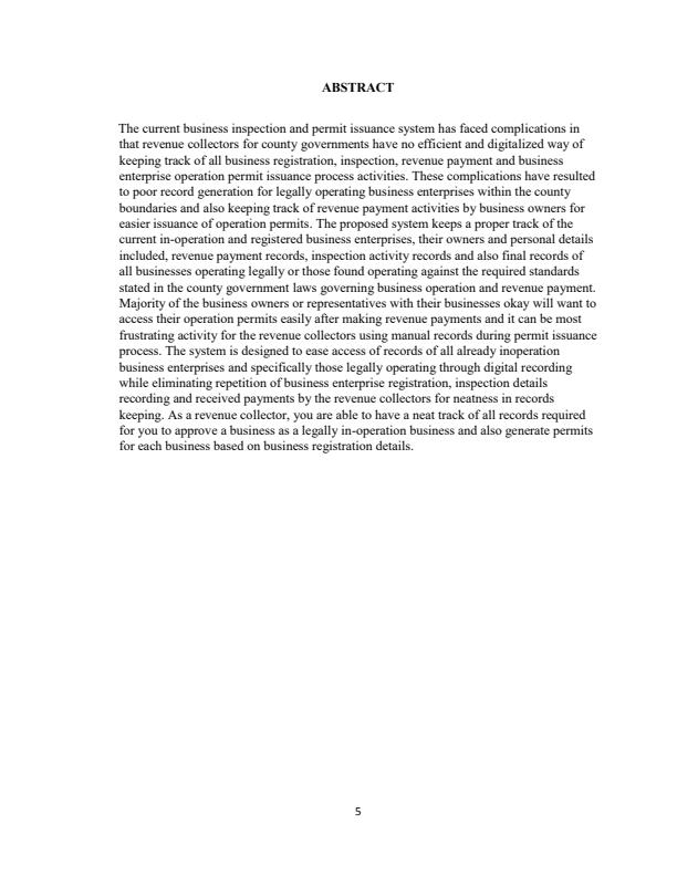 Page 5 – Business Permit Issuance Assistant Software Project Documentation – Kenyaplex