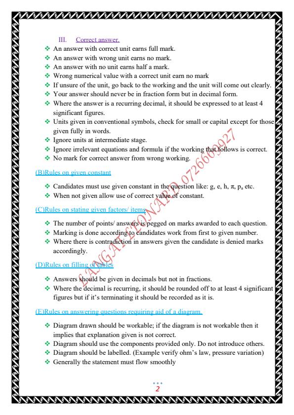 Page 2 – KCSE Physics Theory Examiners Guidelines – Kenyaplex
