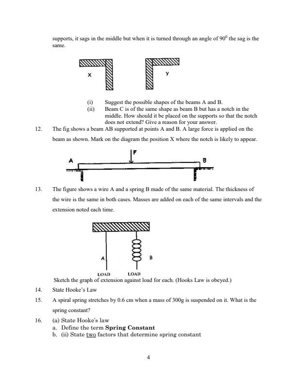 Hooke's Law Sample Questions 11081