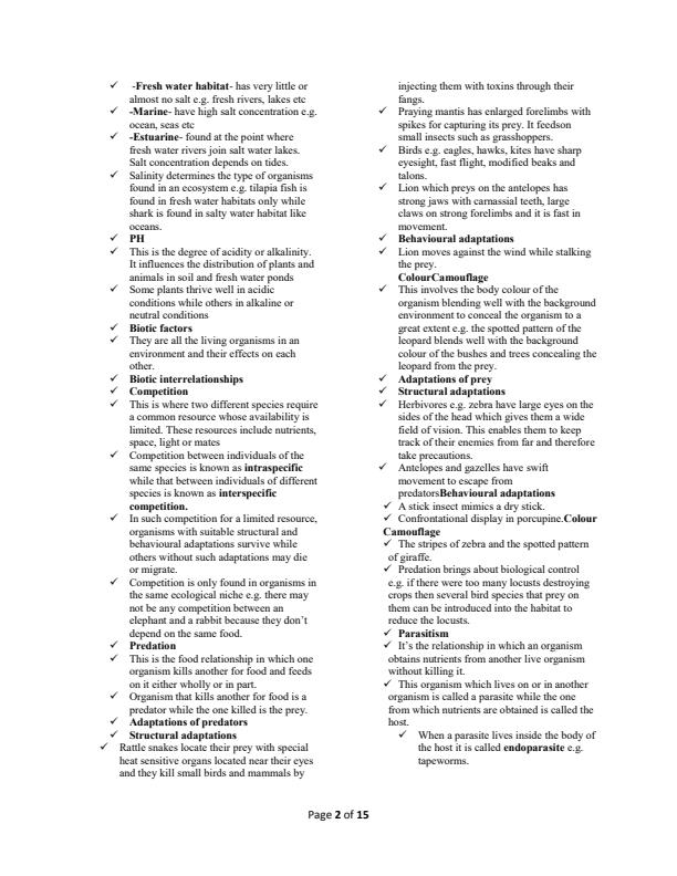 Page 2 – Form 3 Biology: Ecology Notes – Kenyaplex