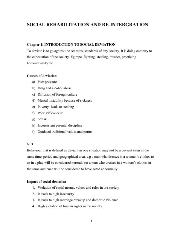 Page 1 – Social Rehabilitation and Reintegration Notes – Kenyaplex
