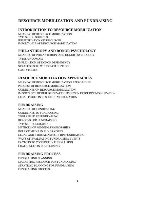 Page 1 – Resource Mobilization and Fundraising Notes – Kenyaplex