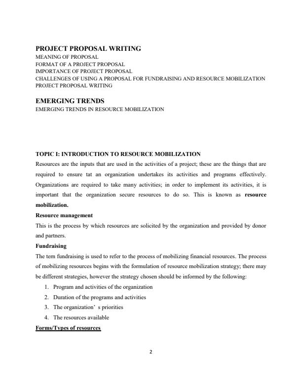 Page 2 – Resource Mobilization and Fundraising Notes – Kenyaplex