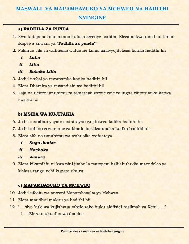 Page 1 – Maswali za mapambazuko ya mchweo na hadithi zingine – Kenyaplex