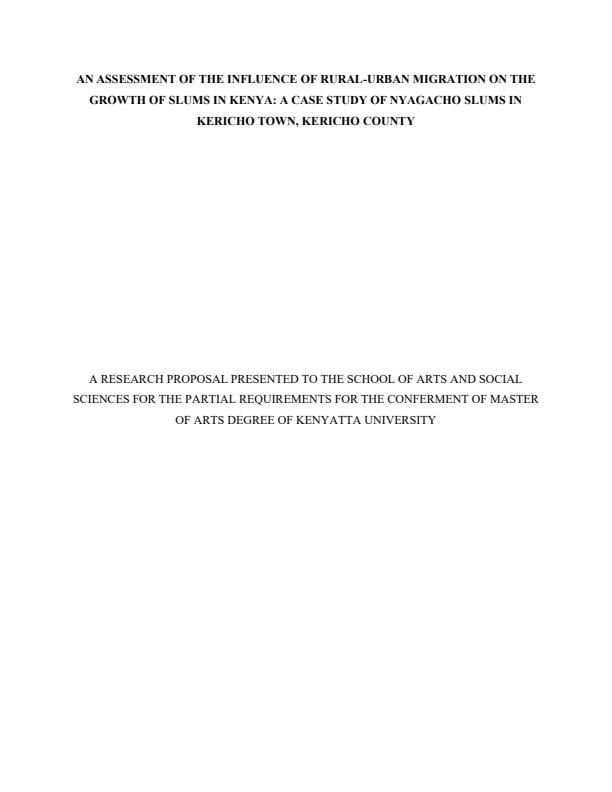 Page 1 – An assessment of the influence of rural-urban migration on the growth of slums in Kenya – Kenyaplex