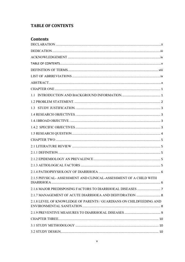 Page 1 – A study on factors contributing to diarrhea diseases among children aged 0-5 years in Migori county referral hospital – Kenyaplex